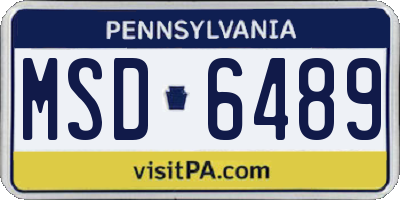PA license plate MSD6489