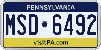 PA license plate MSD6492