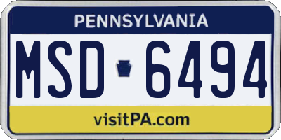 PA license plate MSD6494