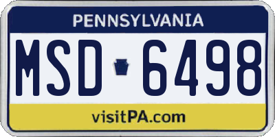 PA license plate MSD6498