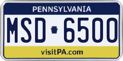 PA license plate MSD6500