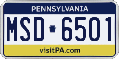 PA license plate MSD6501