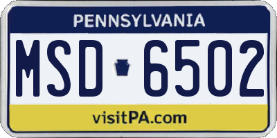 PA license plate MSD6502