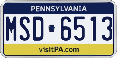 PA license plate MSD6513