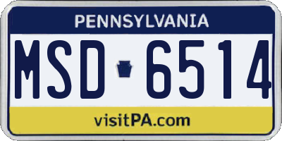 PA license plate MSD6514