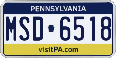 PA license plate MSD6518