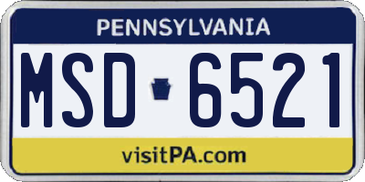 PA license plate MSD6521