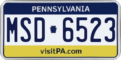PA license plate MSD6523