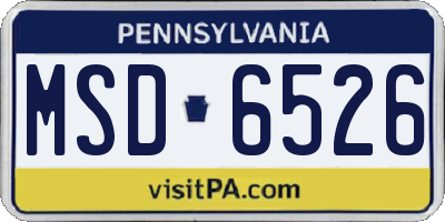 PA license plate MSD6526
