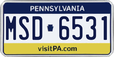 PA license plate MSD6531