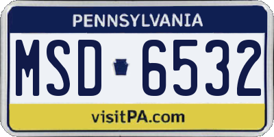 PA license plate MSD6532