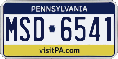 PA license plate MSD6541