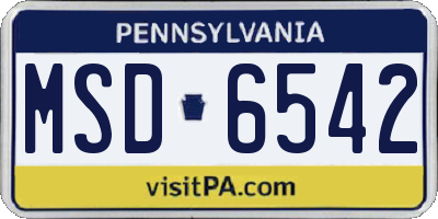 PA license plate MSD6542