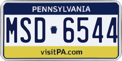 PA license plate MSD6544