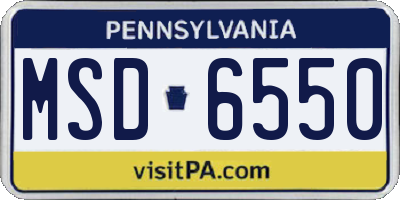 PA license plate MSD6550