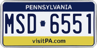 PA license plate MSD6551