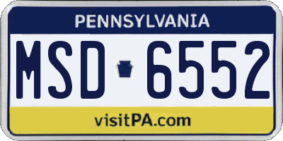 PA license plate MSD6552
