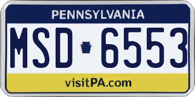 PA license plate MSD6553