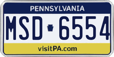 PA license plate MSD6554