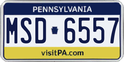PA license plate MSD6557
