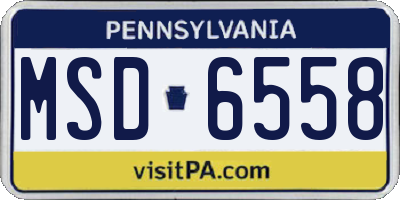 PA license plate MSD6558