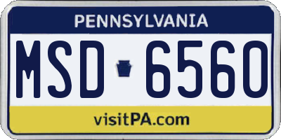 PA license plate MSD6560