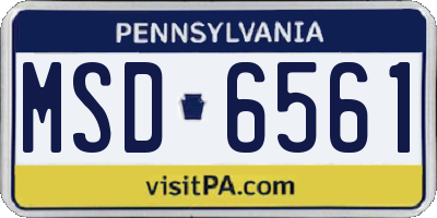 PA license plate MSD6561