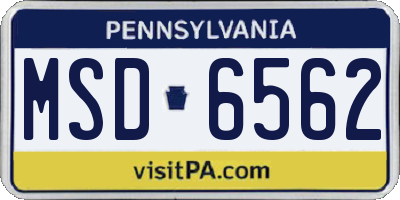 PA license plate MSD6562