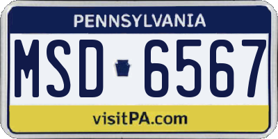 PA license plate MSD6567