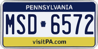PA license plate MSD6572