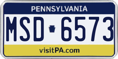 PA license plate MSD6573