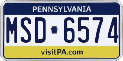 PA license plate MSD6574