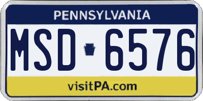 PA license plate MSD6576