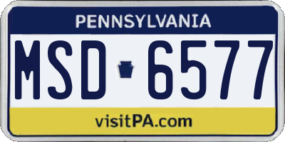 PA license plate MSD6577