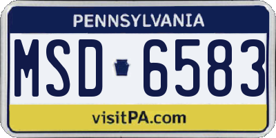 PA license plate MSD6583