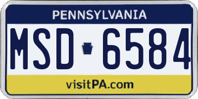 PA license plate MSD6584