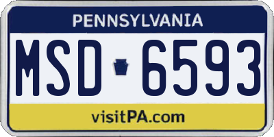 PA license plate MSD6593