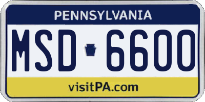 PA license plate MSD6600