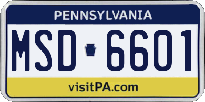 PA license plate MSD6601