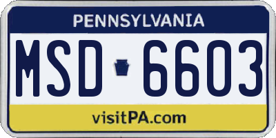 PA license plate MSD6603