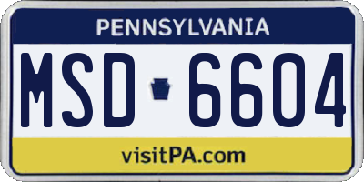 PA license plate MSD6604