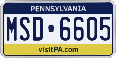 PA license plate MSD6605