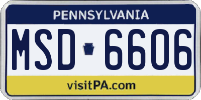 PA license plate MSD6606