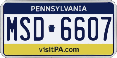 PA license plate MSD6607