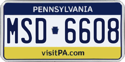 PA license plate MSD6608