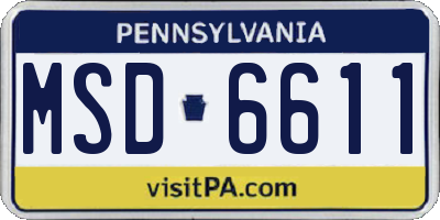 PA license plate MSD6611