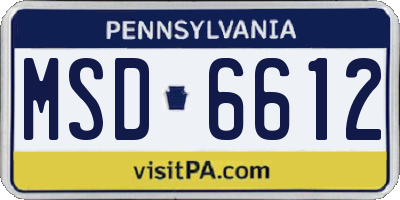 PA license plate MSD6612
