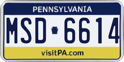 PA license plate MSD6614
