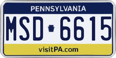PA license plate MSD6615