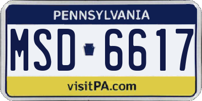 PA license plate MSD6617